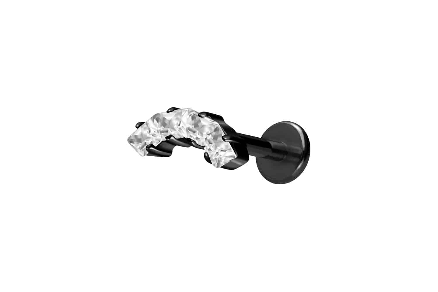 Titan Labret Piercing mit Innengewinde EINGEFASSTE KRISTALLTRAPEZE